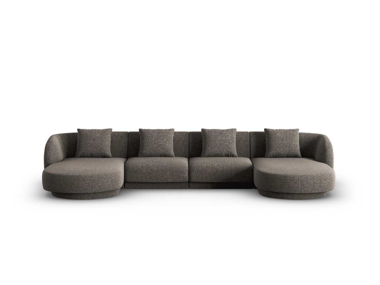 Coltar panoramic 5 locuri, Tulum, Cosmopolitan Design, 330x156x70 cm, tesatura chenille, gri - imagine 6